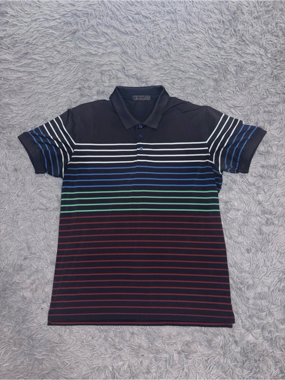 G/FORE Shirt Men’s Large Golf Polo Performance Multicolor Striped Stretch Logo